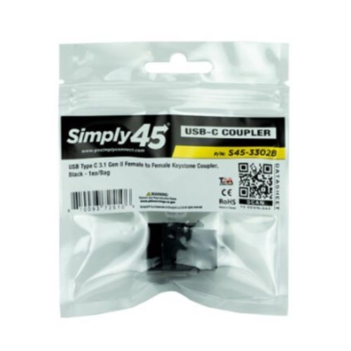 KEYSTONE COUPLER USB TYPE C 3.1 GEN II FEMALE TO FEMALE BLACK - 1EA/BAG