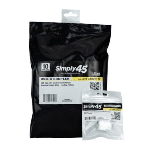 KEYSTONE COUPLER USB TYPE C 3.1 GEN II FEMALE TO FEMALE WHITE - 10PK