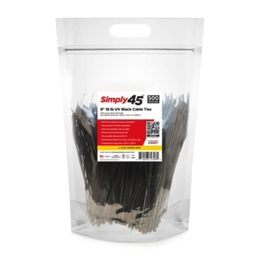 CABLE TIE 8" 18LB UV BLACK - 500PC BAG