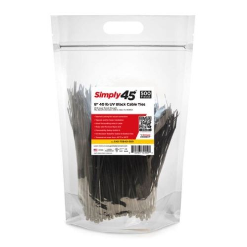 CABLE TIE 8" 40LB UV BLACK - 500PC BAG