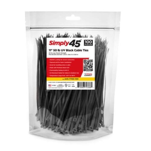 CABLE TIE 11" 50LB UV BLACK - 100PC BAG