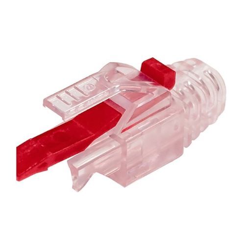 STRAIN RELIEF PROSERIES  7.3MM WITH LOCKING PIN F/ALL SIMPLY45 UTP CAT6/CAT6A RJ45 RED TINT-100PCS