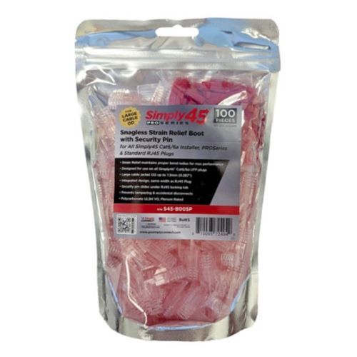 STRAIN RELIEF PROSERIES  7.3MM WITH LOCKING PIN F/ALL SIMPLY45 UTP CAT6/CAT6A RJ45 RED TINT-100PCS