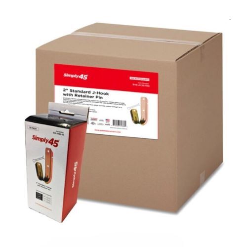 CABLE MANAGEMENT STANDARD J HOOKS, SIZE 2" WITH RETAINER PIN , 100 PC/MASTER BOX