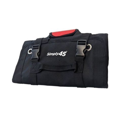 TOOL BAG HEAVY DUTY ROLL UP TOOL BAG / 5 ZIPPERED POUCHES BLACK AND RED