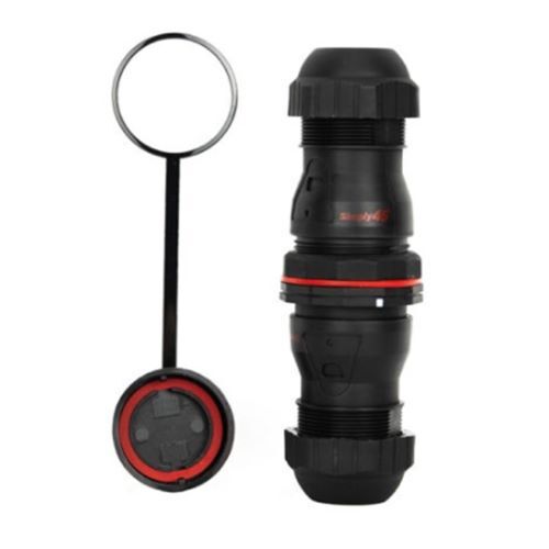 COUPLER WATERPROOF IP68/10G SHIELDED/DBL FEMALE RJ45 FOR IN-LINE SPLICE OR PANEL MNT WITH CAP-BLACK