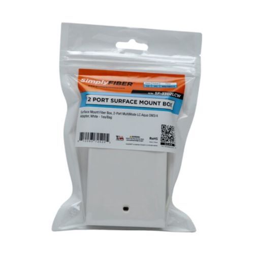 BOX SURFACE MOUNT FIBER 2-PORT MULTIMODE LC AQUA OM3/4 ADAPTER, WHITE - 1EA/BAG