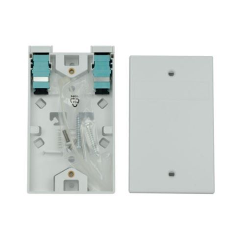 BOX SURFACE MOUNT FIBER 2-PORT MULTIMODE SC AQUA OM3/4 ADAPTER, WHITE - 1EA/BAG