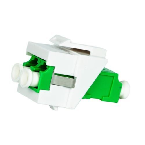 KEYSTONE JACK W/SHUTTER SIMPLEX LC/APC TO LC/APC GREEN SINGLE MODE FIBER - WHITE 10PK