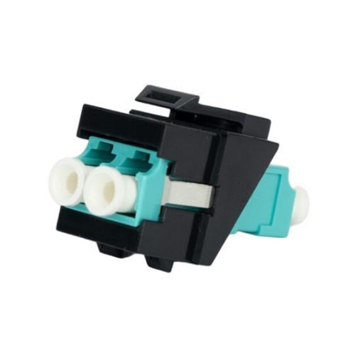KEYSTONE JACK DUPLEX LC/PC TO LC/PC AQUA MULTIMODE FIBER OPTIC OM3/4 BLACK 10PK