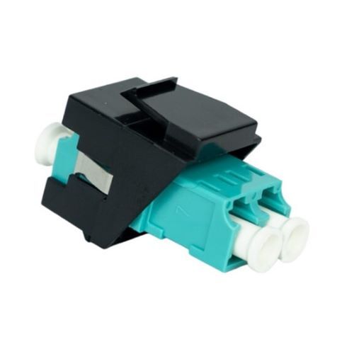 KEYSTONE JACK DUPLEX LC/PC TO LC/PC AQUA MULTIMODE FIBER OPTIC OM3/4 BLACK