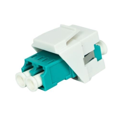 KEYSTONE JACK DUPLEX LC/PC TO LC/PC AQUA MULTIMODE FIBER OPTIC OM3/4 WHITE