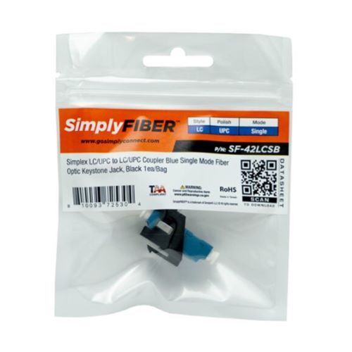 KEYSTONE JACK SIMPLEX LC/UPC TO LC/UPC BLUE SINGLE MODE FIBER BLACK