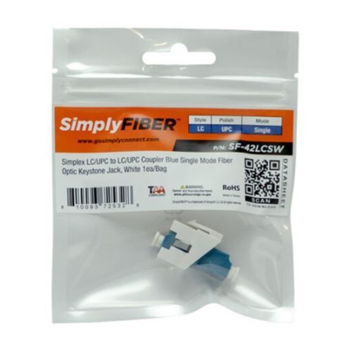 KEYSTONE JACK SIMPLEX LC/UPC TO LC/UPC BLUE SINGLE MODE FIBER WHITE