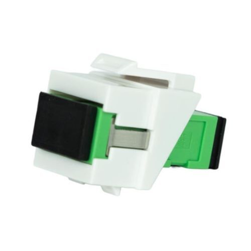KEYSTONE JACK W/SHUTTER SIMPLEX SC/APC TO SC/APC GREEN SINGLE MODE FIBER WHITE 10PK