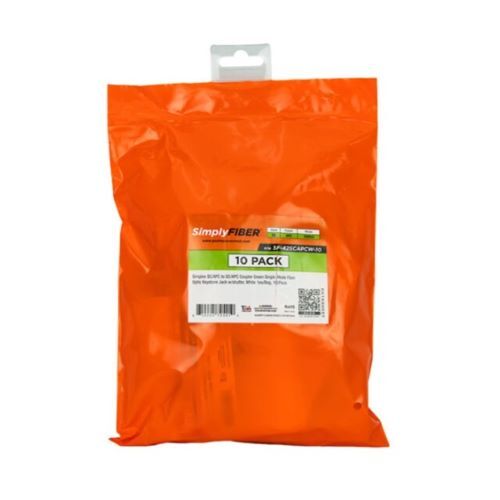 KEYSTONE JACK W/SHUTTER SIMPLEX SC/APC TO SC/APC GREEN SINGLE MODE FIBER WHITE 10PK