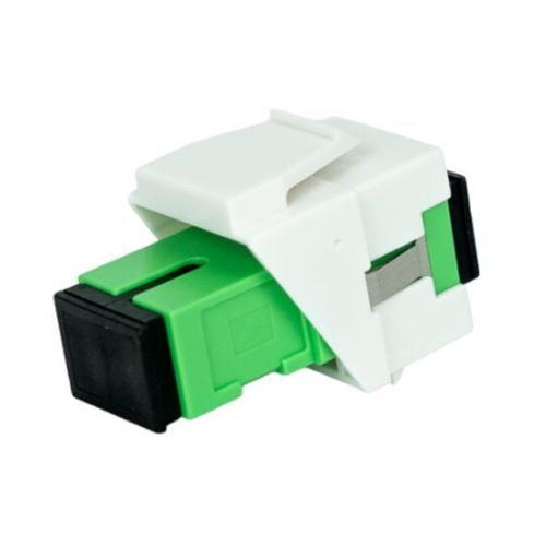 KEYSTONE JACK W/SHUTTER SIMPLEX SC/APC TO SC/APC GREEN SINGLE MODE FIBER WHITE