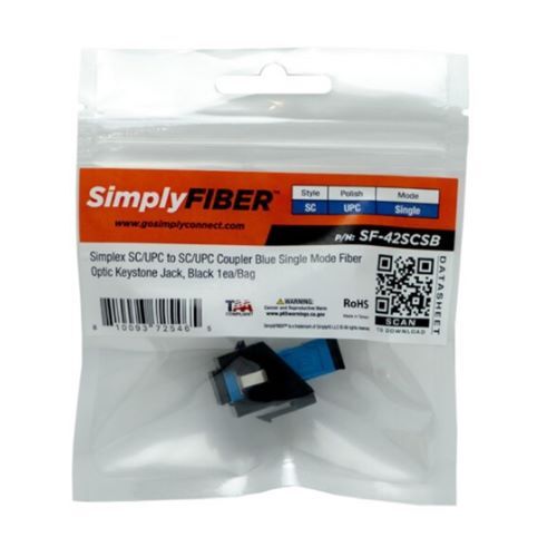 KEYSTONE JACK SIMPLEX SC/UPC TO SC/UPC BLUE SINGLE MODE FIBER BLACK