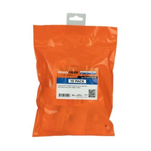 KEYSTONE JACK SIMPLEX SC/UPC TO SC/UPC BLUE SINGLE MODE FIBER WHITE 10PK