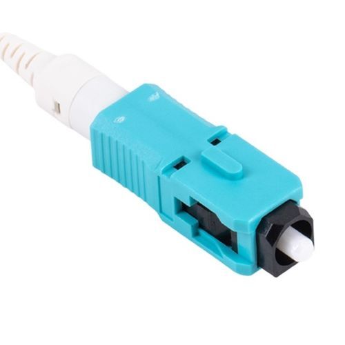 CONNECTOR SC/PC MULTIMODE W/HIGH CLARITY MATCHING GEL 50?M OM3/4 250/900?M FIBER AQUA 10PK