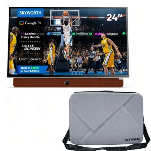 TV 24" PORTABLE TV WITH BATTERY, TUNER AND CASE INCLUDED
