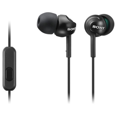 EARBUDS WIRED WITH MIC SMARTPHONE COMPATIBLE SILICONE-BLACK