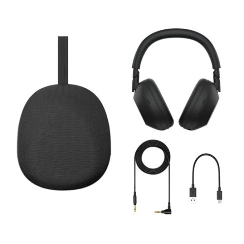 HEADPHONES WIRELESS OR WIRED WITH MIC FULL SIZE NOISE CANCELING-BLACK