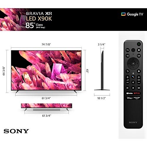 TV 85" BRAVIA XR X90K 4K HDR FULL ARRAY LED TV WITH SMART GOOGLE TV (2022)