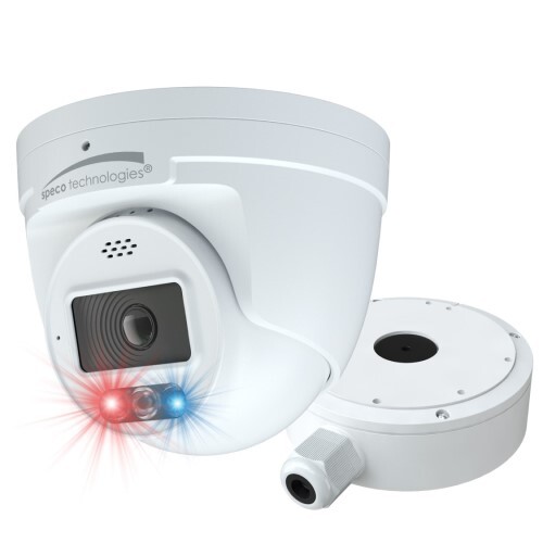 CAMERA 8MP AI IP TURRET CAMERA WITH DIGITAL DETERRENT 2.8MM FIXED LENS WHITE NDAA W/JUNC BOX