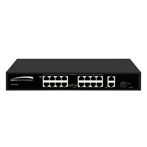 SWITCH 16 PORT 10/100 POE SWITCH WITH 2 GIGABIT UPLINK PORTS -  POE 802.3AT