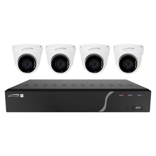 KIT 4CHANNEL NVR WITH 4TB AND 4 DIGITAL DETERRENT TURRET CAMERAS