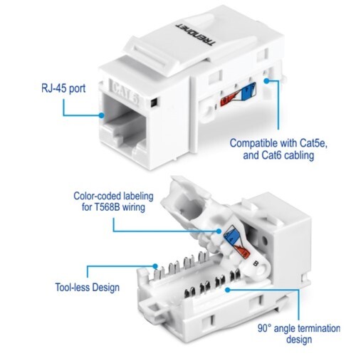 KEYSTONE JACK CAT6 RJ-45 50 PACK