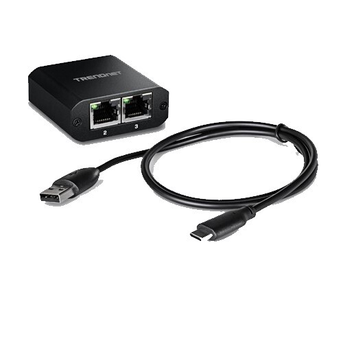 SPLITTER 2-PORT GIGABIT SPLITTER WITH USB TYPE C POWER