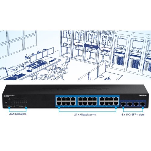 SWITCH 24-PORT GIGABIT WEB SMART WITH 4 X 10G SFP+ SLOTS