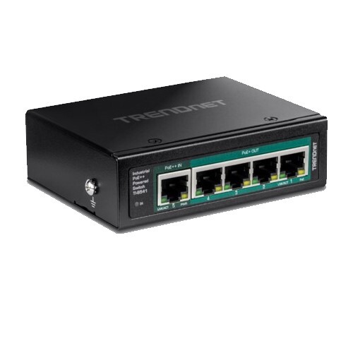 SWITCH 5-PORT (4POE+ OUT) INDUSTRIALGIGABIT (1)POE++ IN POWERED DIN-RAIL SWITCH WITH POE PASS-THROUG