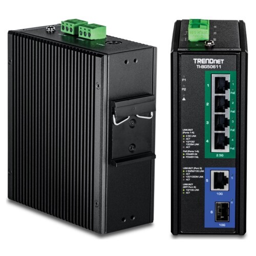 SWITCH 6-PORT INDUSTRIAL 2.5G POEPlusPlus DIN-RAIL MOUNT WITH 10G PORTS