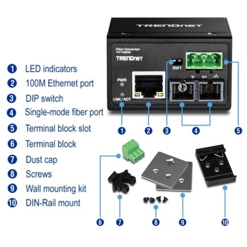 CONVERTER HARDENED INDUSTRIAL 100BASE-FX SINGLE-MODE SC FIBER