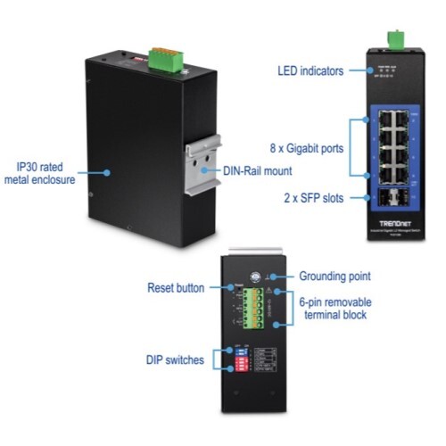 SWITCH 10-PORT INDUSTRIAL GIGABIT L2 MANAGED DIN-RAIL