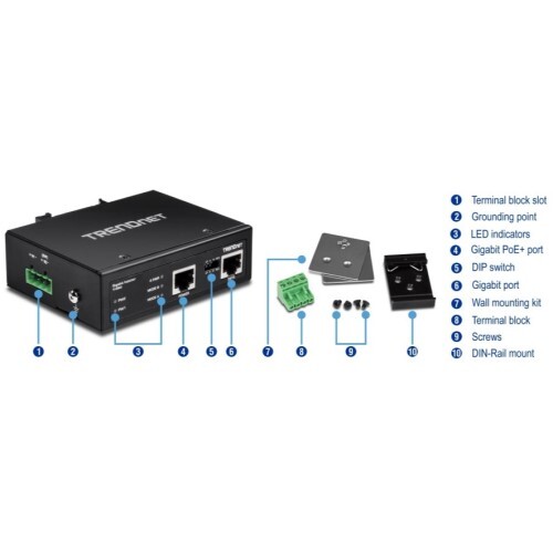 INJECTOR HARDENED INDUSTRIAL 60 WATT POE+ AND UPOE REQUIRES IT-S12048 SUPPLY