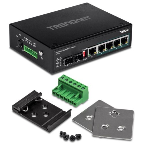 SWITCH 6-PORT HARDENED INDUSTRIAL GIGABIT POE+ (5 GIGABIT/1 SHARED SFP/1 DEDICATED SFP)