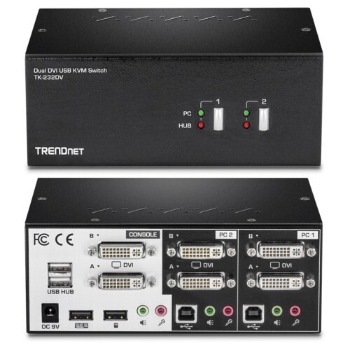 SWITCH KVM 2-PORT DUAL MONITOR DVI KVM SWITCH