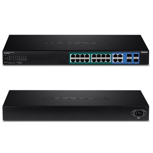 SWITCH 16-PORT GIGABIT WEB SMART POE+  W/ 2 SHARED MINI-GBIC SLOTS  (16 POE+, 2SFP)