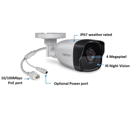 CAMERA BULLET IP INDOOR/OUTDOOR 4MP H.265 POE IR NETWORK CAMERA