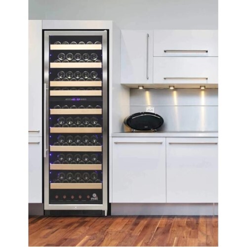 WINE COOLER 215 BOTTLES STAINLESS DUAL-ZONE