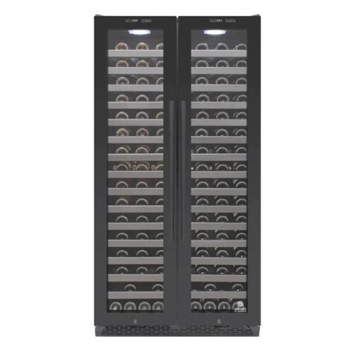 WINE COOLER 180 BOTTLES BLACK DUAL-ZONE 2 DOOR