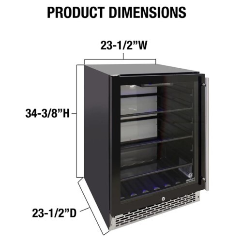 BEVERAGE COOLER 117 CANS BLACK BODY, STAINLESS STEEL DOOR (LEFT HINGE) 3 COLOR BACKLIT LIGHTING COMM