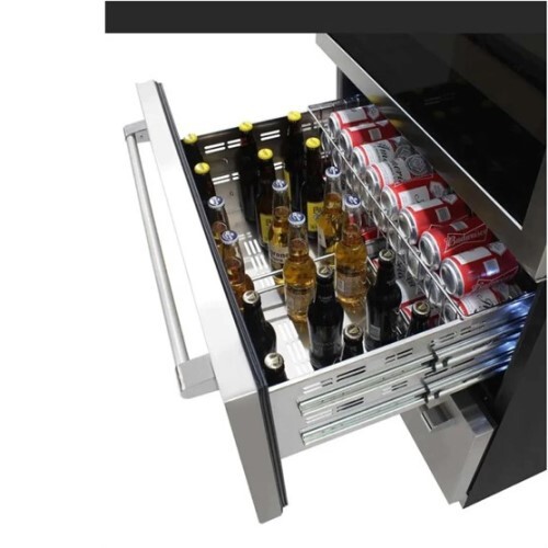 WINE COOLER 135 BOTTLE STAINLESS TRIPLE-ZONE WITH 2 BOTTOM DRAWERS