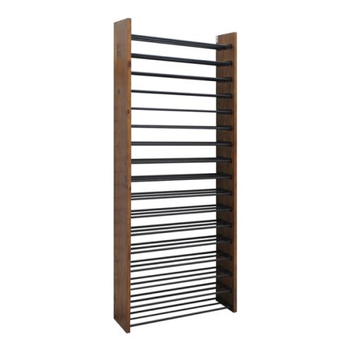 WINE RACK 17 HORIZONTAL DISPLAY RACK WITH WOOD SIDES 2 BOTTLES DEEP