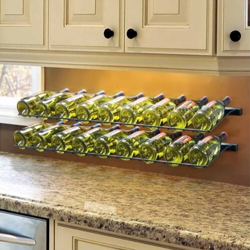 WINE RACK 9 BOTTLES WALL-MOUNTED DISPLAY RACK, BLACK