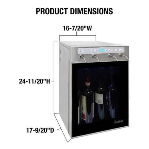WINE DISPENSER 4 BOTTLES STAINLESS WITH 2 GAS CYLINDERS